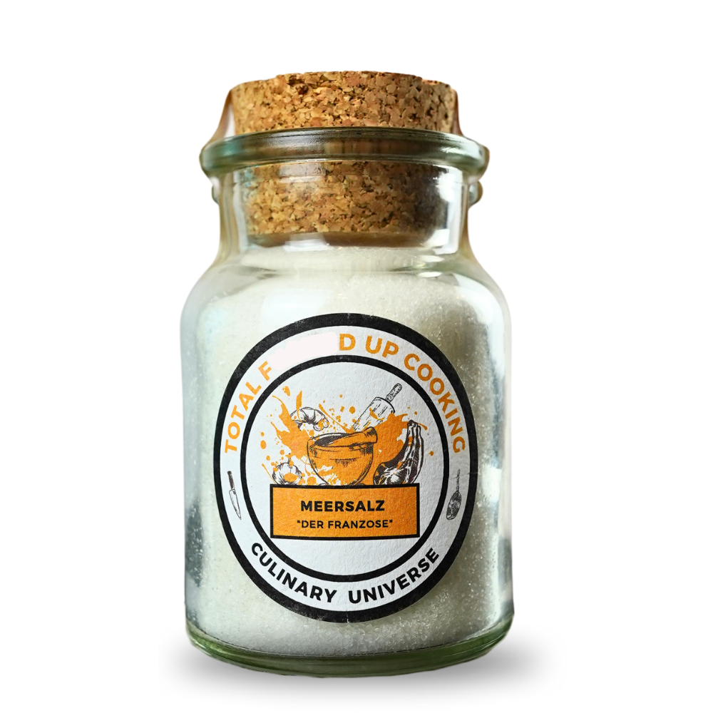 Feines Meersalz im Korkglas
